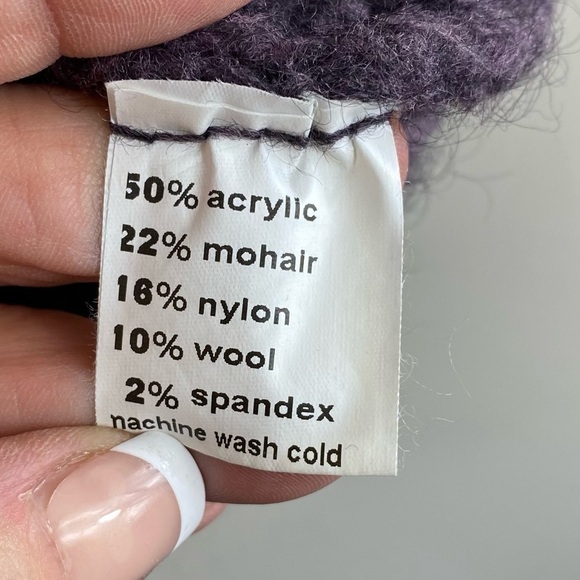 Moda Immagine Women’s Purple Short Sleeve Cable Knit Button Front Cardigan Sz M - Picture 7 of 12